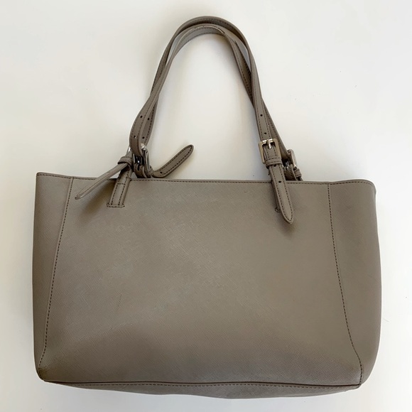Tory Burch Leather York Tote Grey Saffiano Leather Purse - Picture 2 of 16